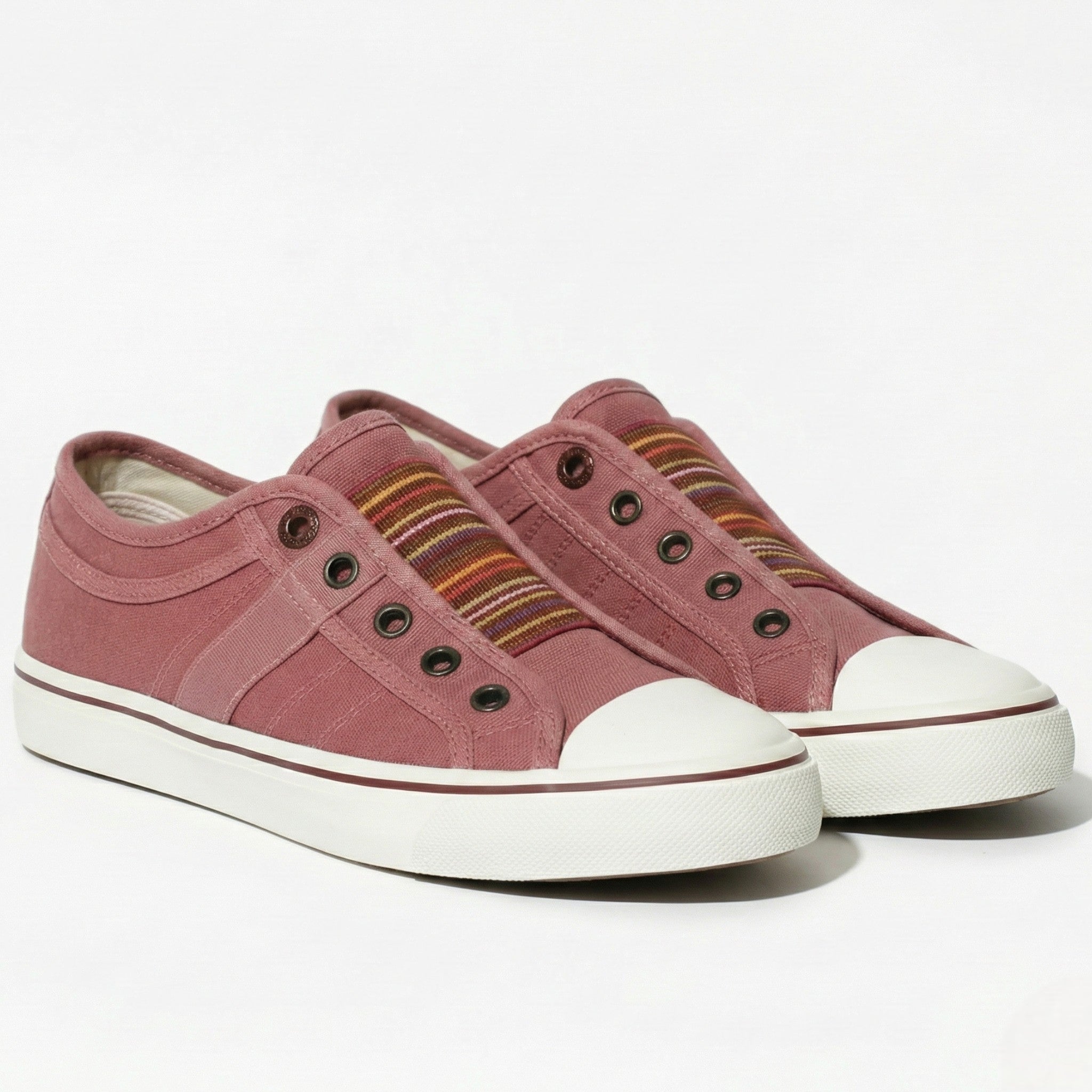 Damskie płócienne sneakersy wsuwane z okrągłym noskiem