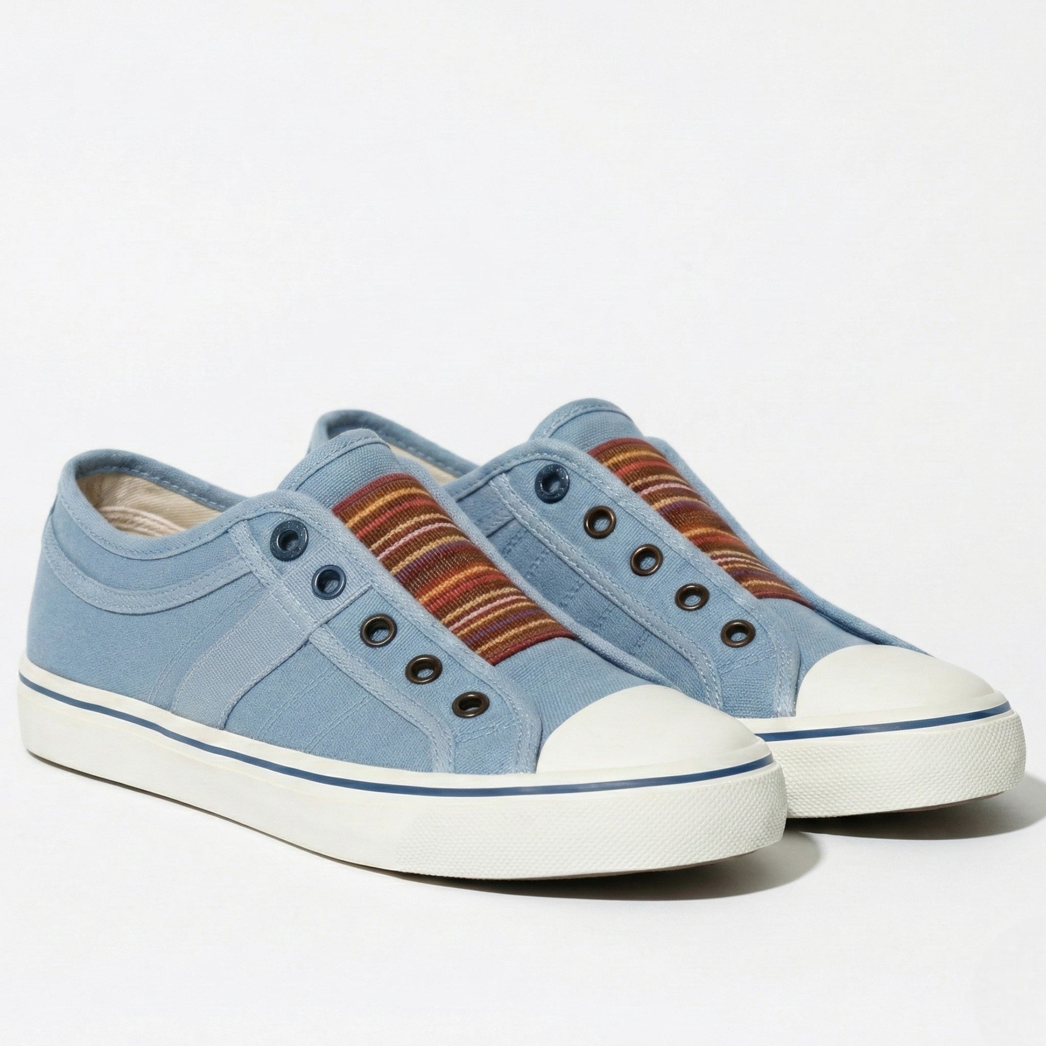 Damskie płócienne sneakersy wsuwane z okrągłym noskiem