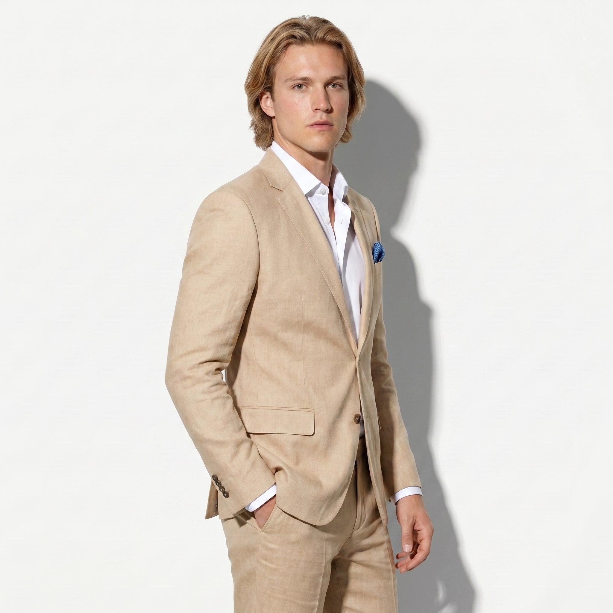 George - Męski Slim Fit Dwuczęściowy Garnitur Ślubny