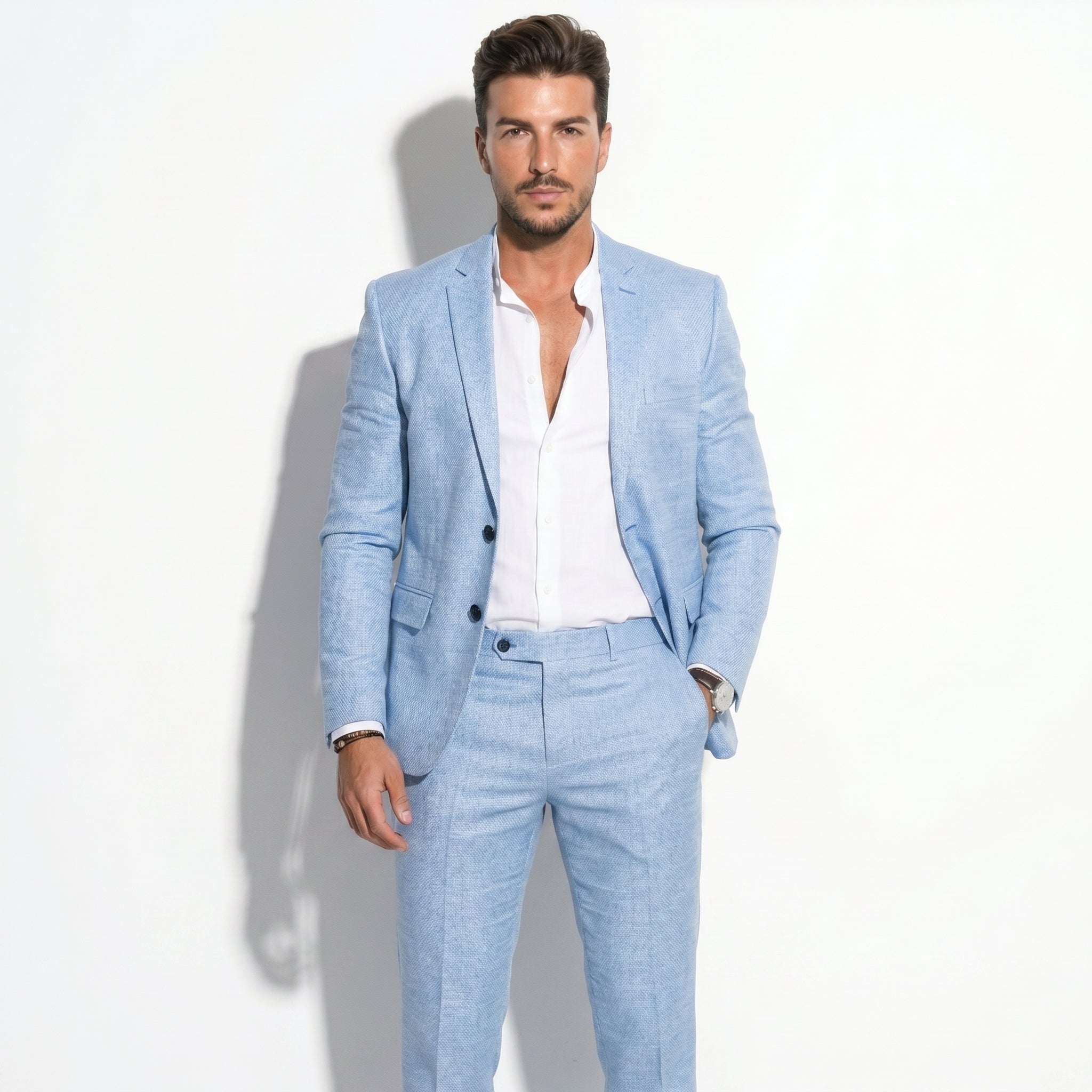 George - Męski Slim Fit Dwuczęściowy Garnitur Ślubny