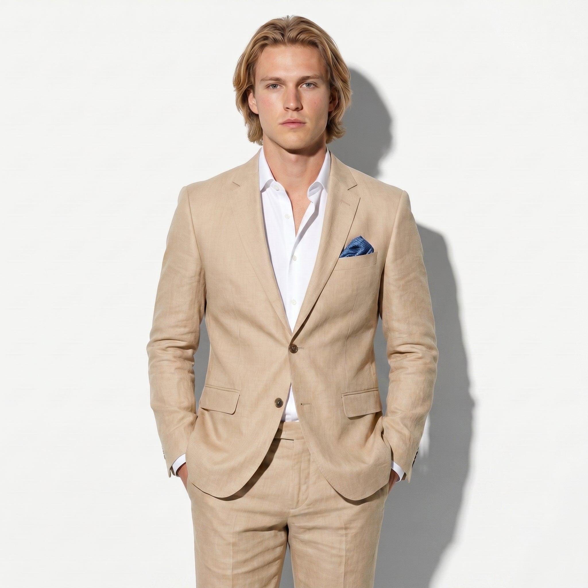 George - Męski Slim Fit Dwuczęściowy Garnitur Ślubny