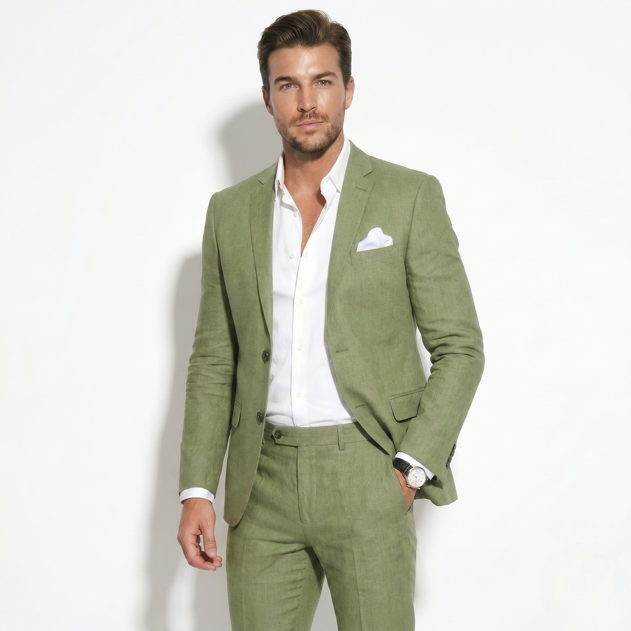 George - Męski Slim Fit Dwuczęściowy Garnitur Ślubny