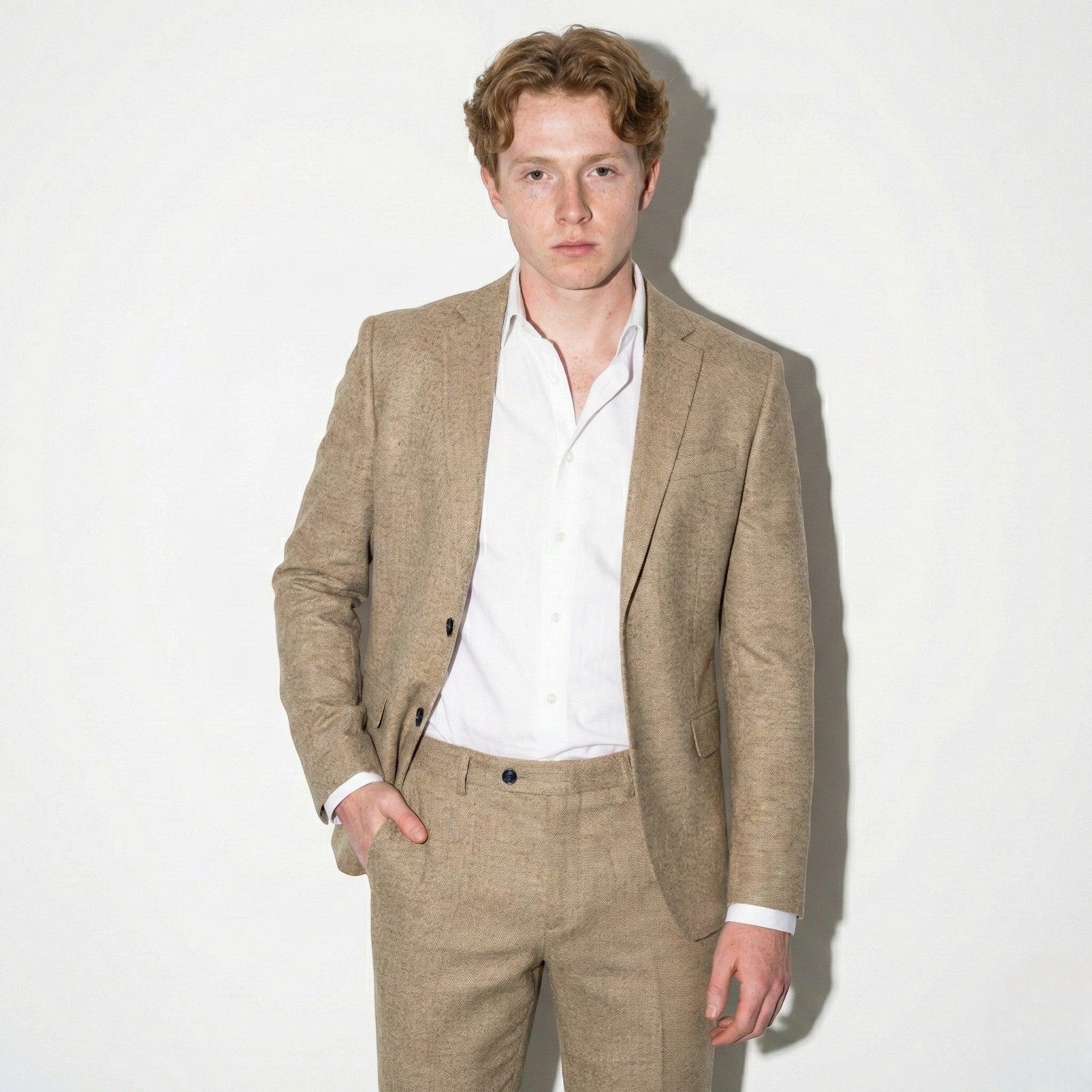 George - Męski Slim Fit Dwuczęściowy Garnitur Ślubny