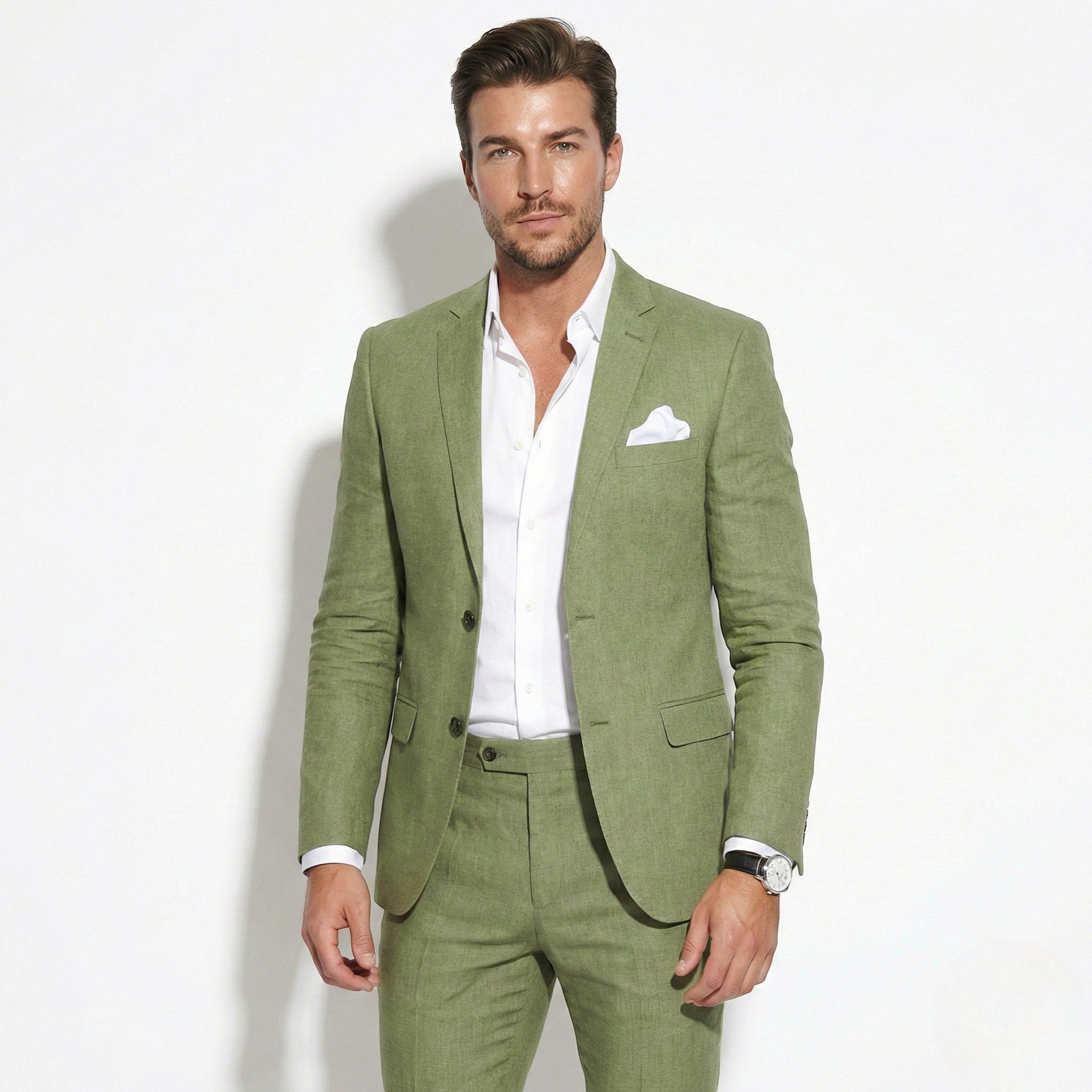 George - Męski Slim Fit Dwuczęściowy Garnitur Ślubny