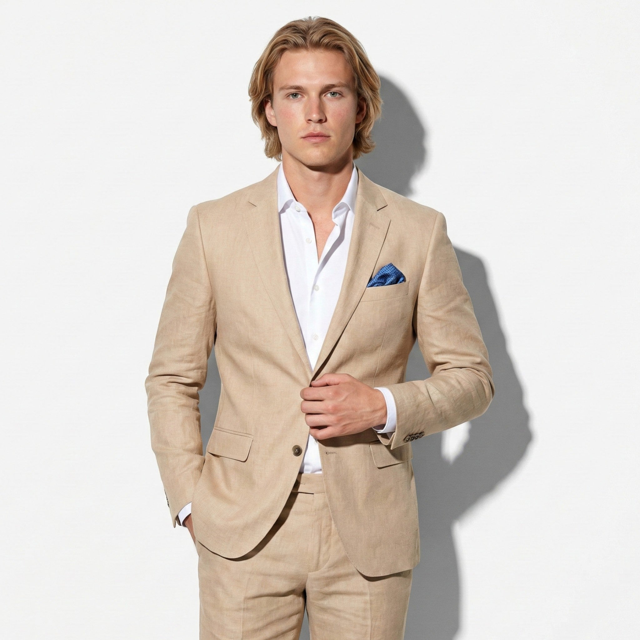 George - Męski Slim Fit Dwuczęściowy Garnitur Ślubny