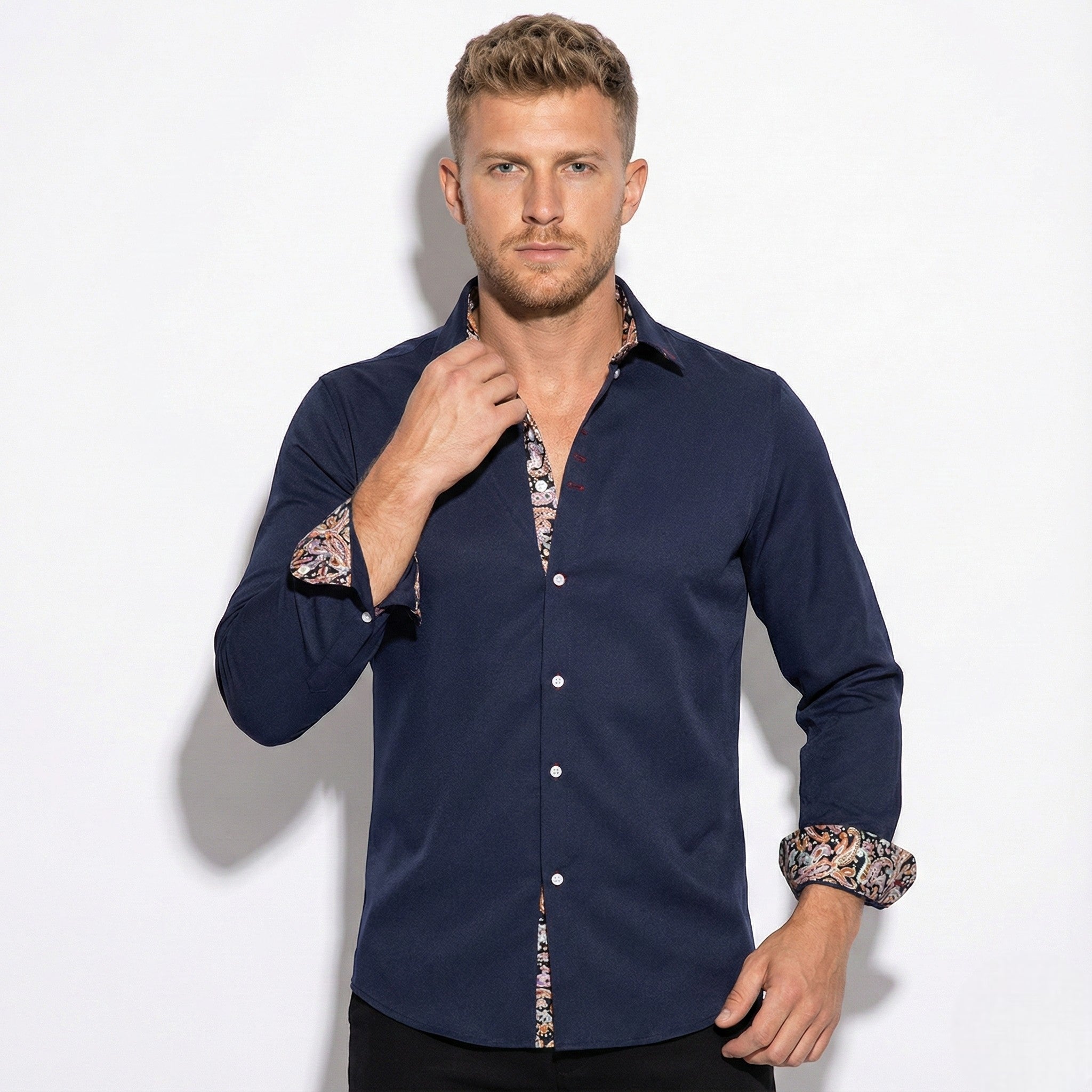 Męska koszula z długim rękawem w slim fit