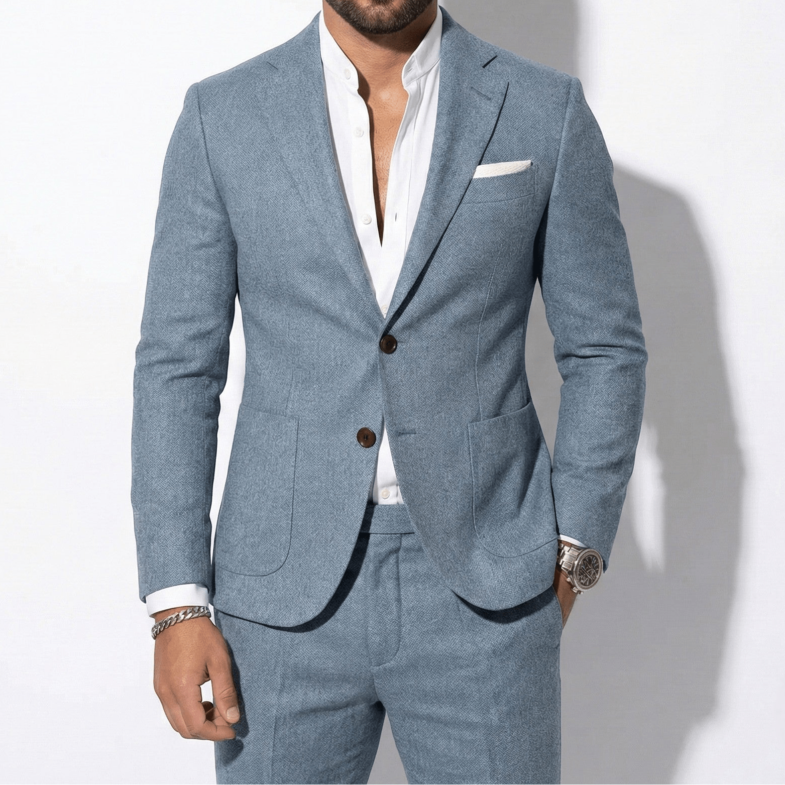 Thomas - Męski Garnitur Ślubny Slim Fit