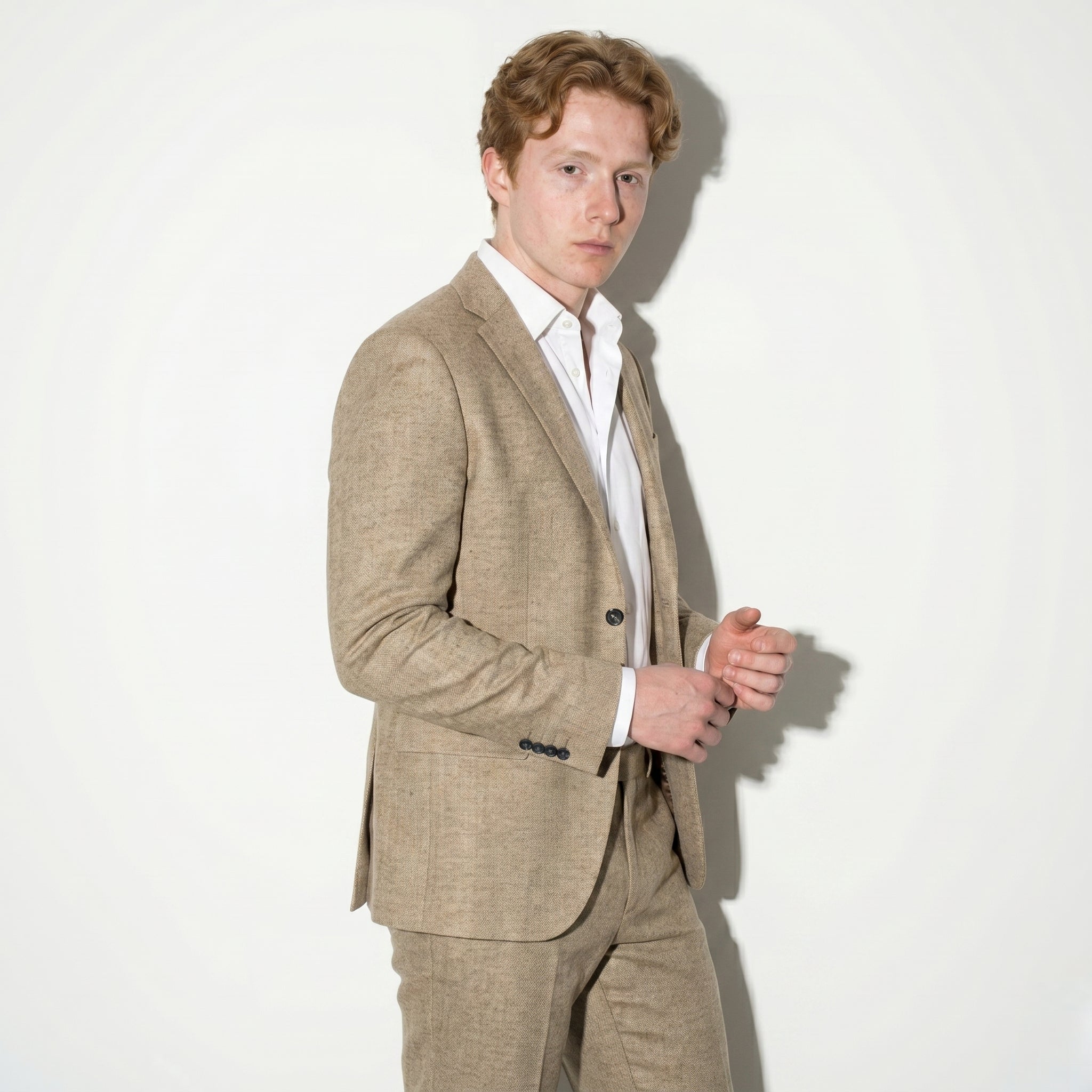 George - Męski Slim Fit Dwuczęściowy Garnitur Ślubny