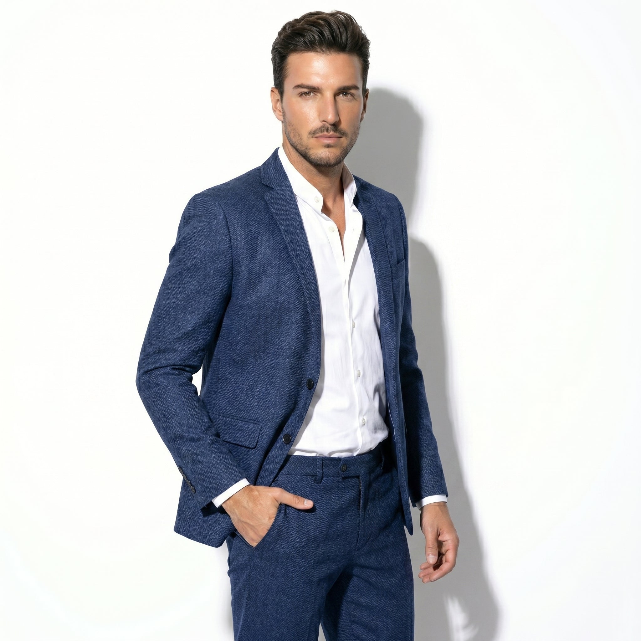 George - Męski Slim Fit Dwuczęściowy Garnitur Ślubny