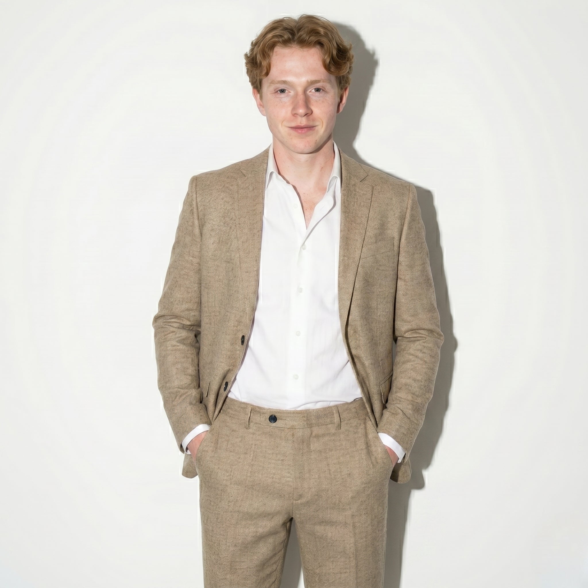 George - Męski Slim Fit Dwuczęściowy Garnitur Ślubny