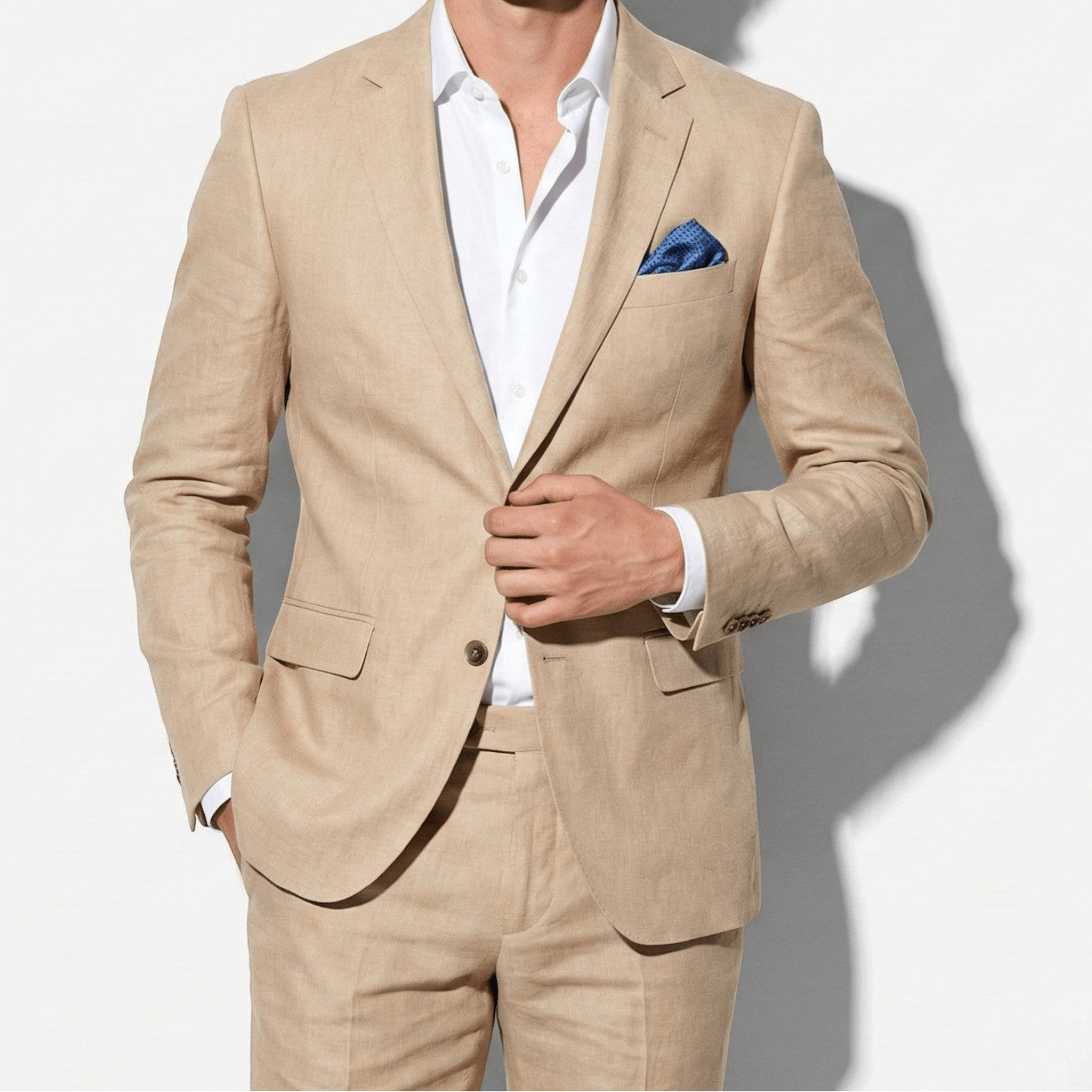 George - Męski Slim Fit Dwuczęściowy Garnitur Ślubny