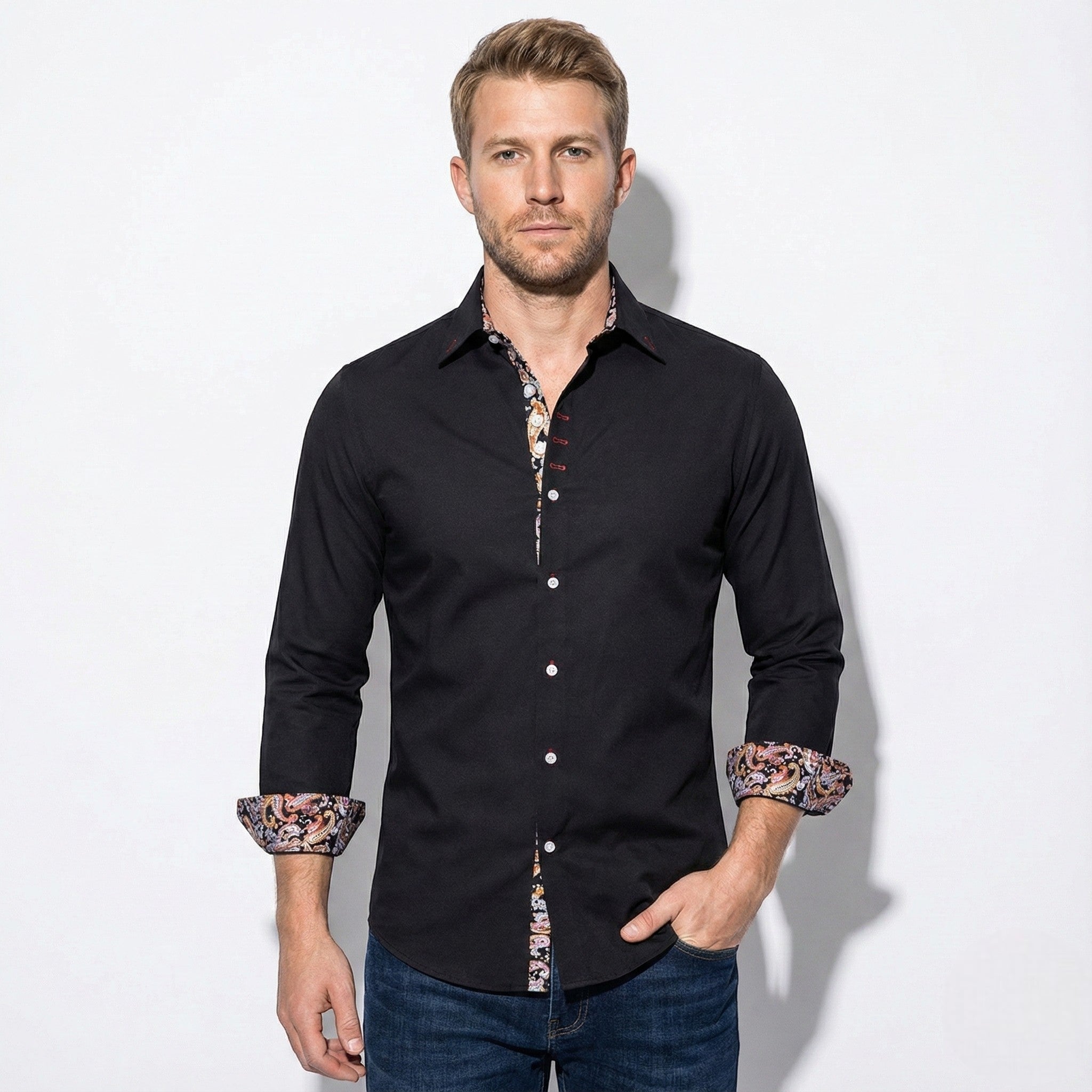 Męska koszula z długim rękawem w slim fit