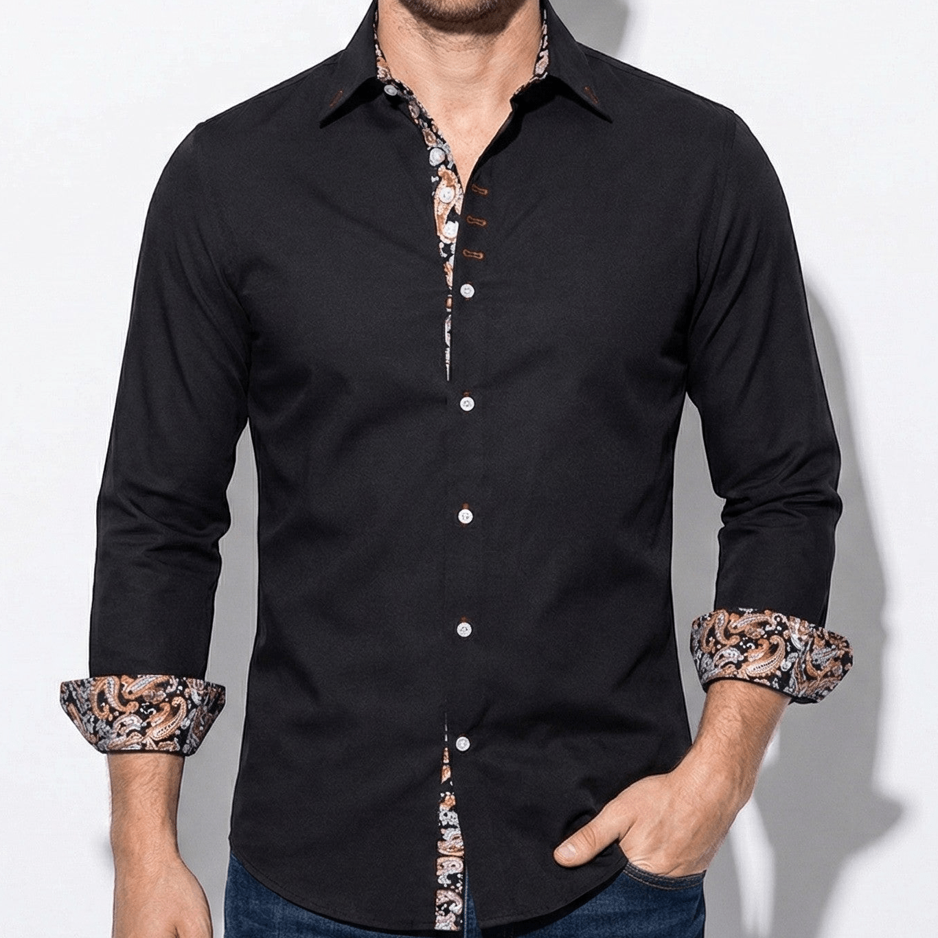 Męska koszula z długim rękawem w slim fit