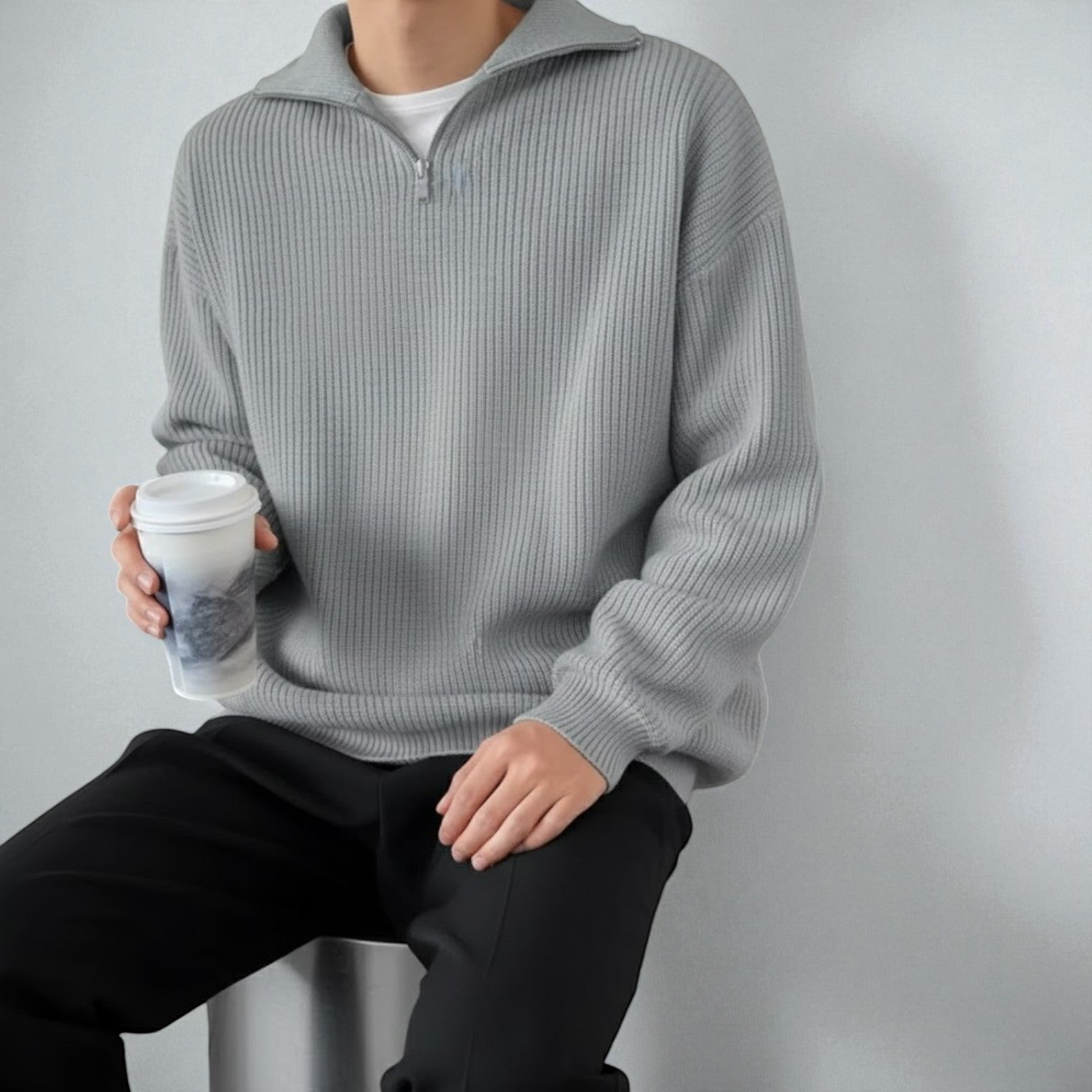 Sandro – Męski wełniany sweter zimowy