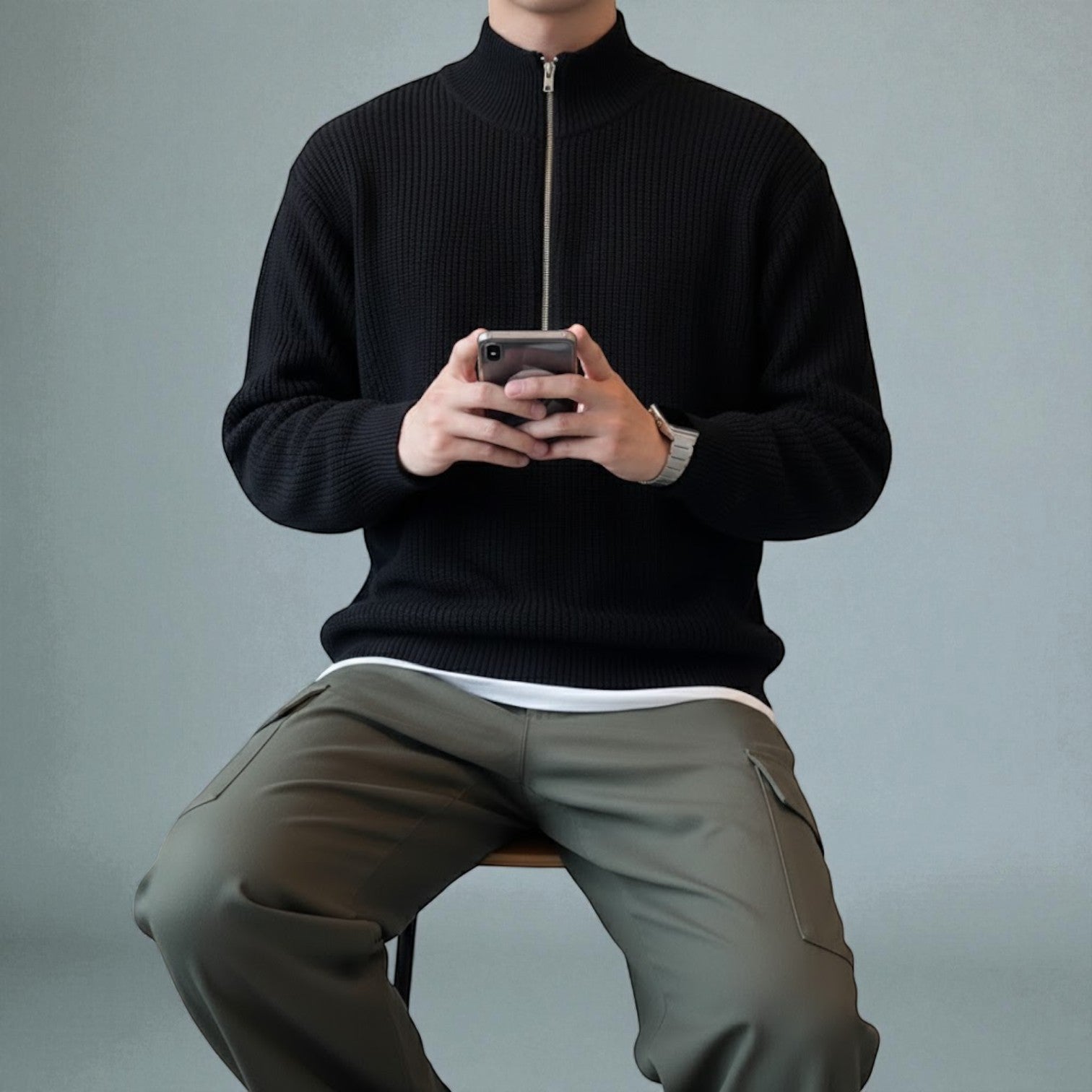 Sandro – Męski wełniany sweter zimowy