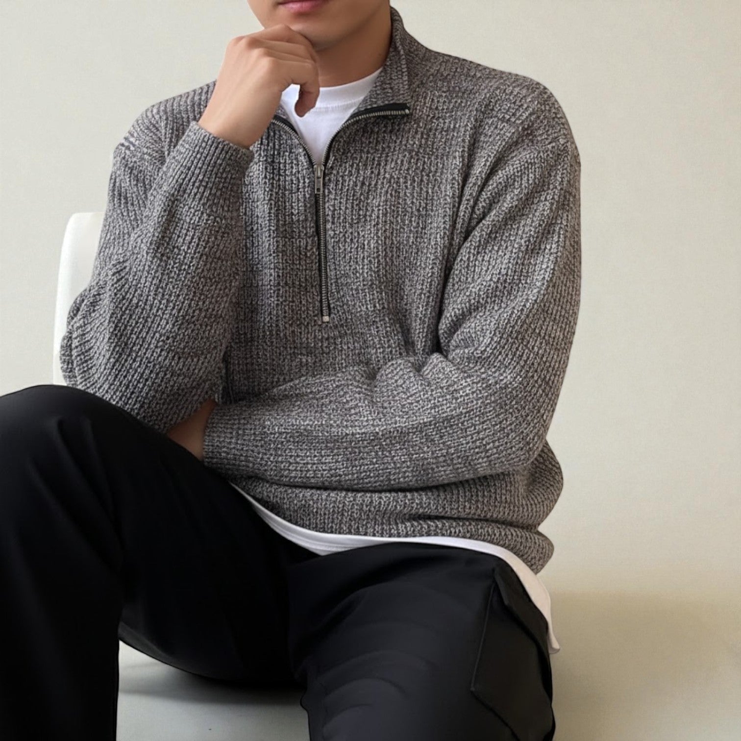 Sandro – Męski wełniany sweter zimowy