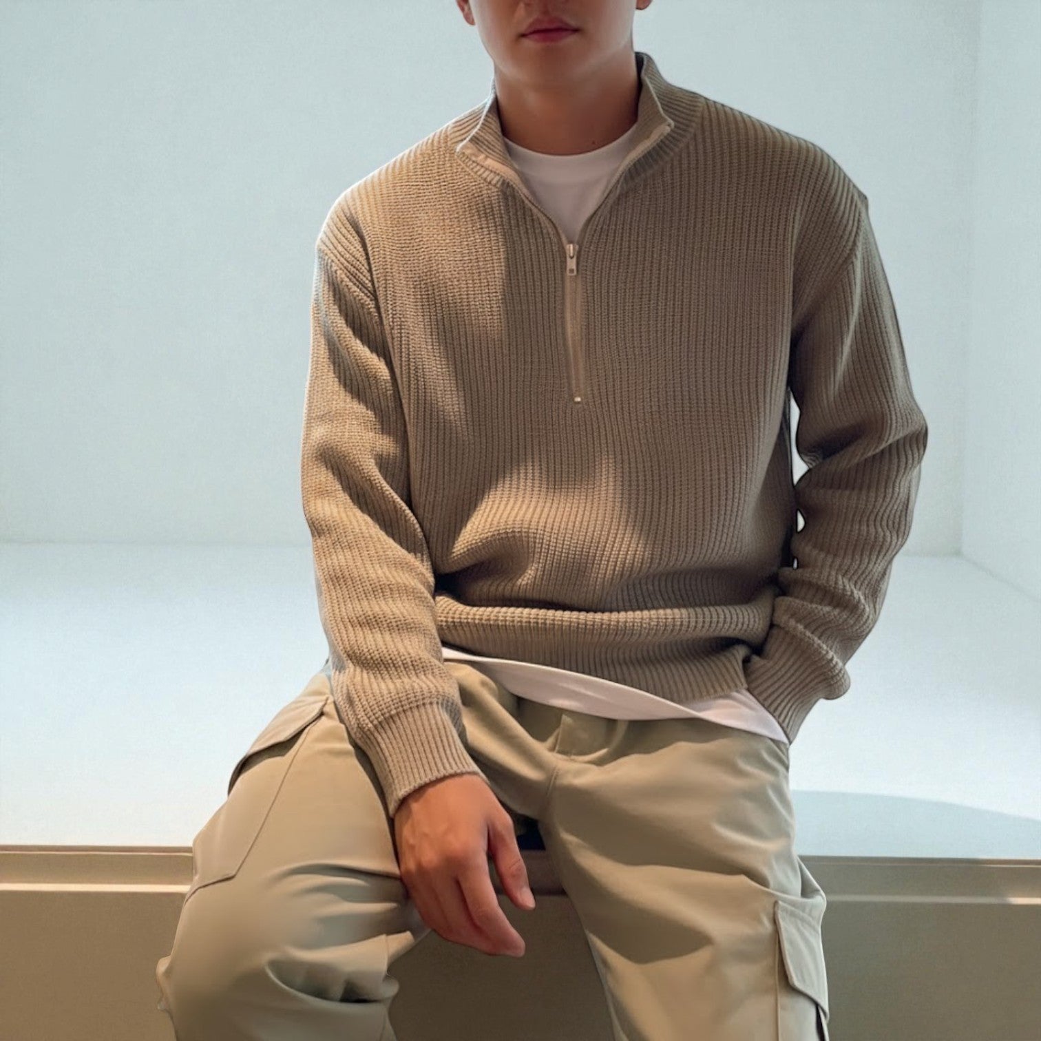 Sandro – Męski wełniany sweter zimowy