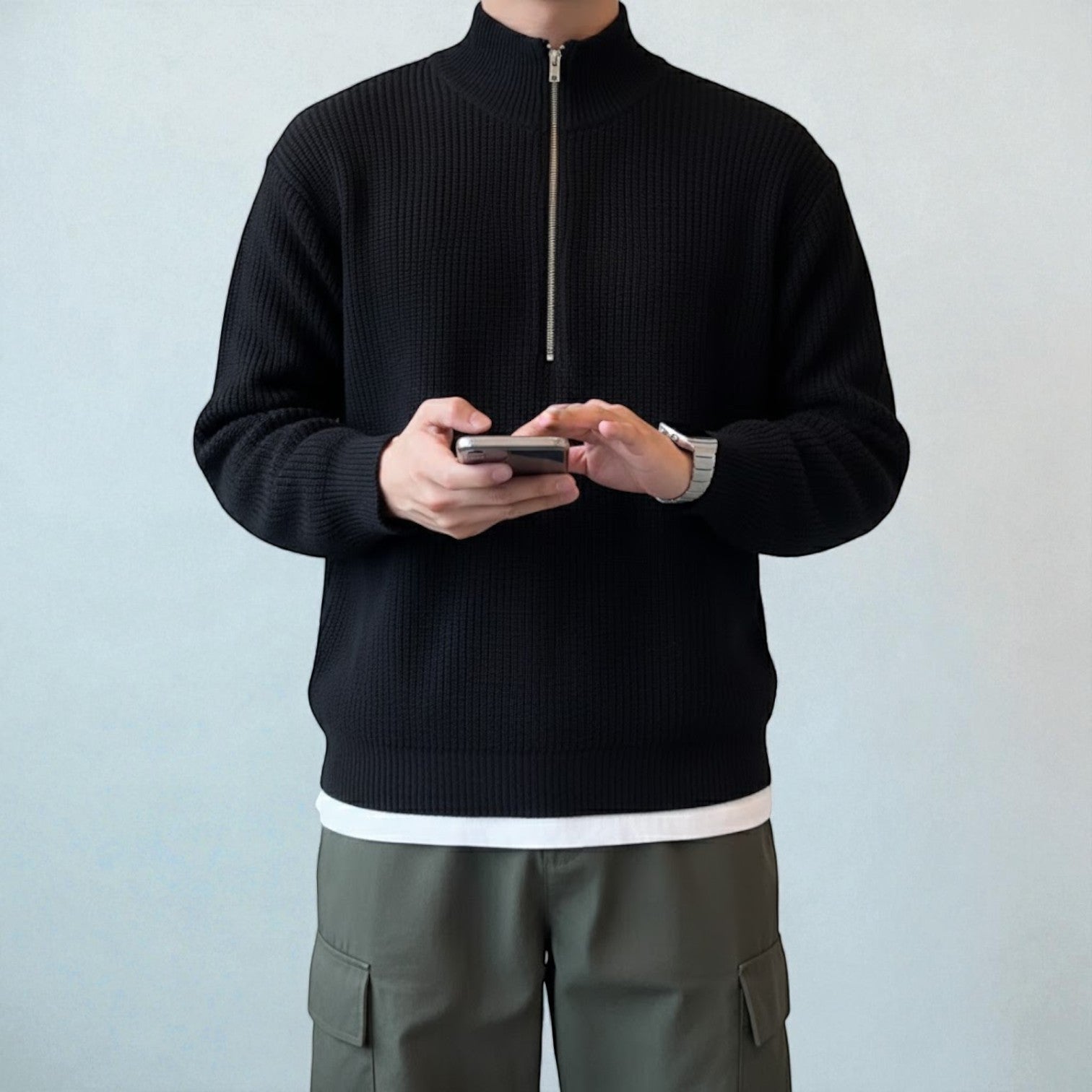 Sandro – Męski wełniany sweter zimowy