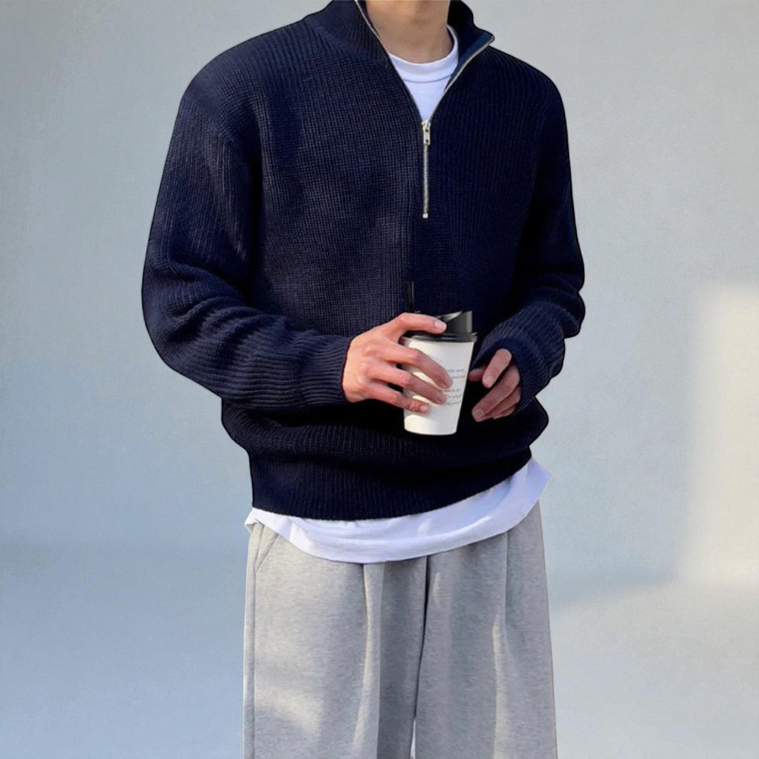 Sandro – Męski wełniany sweter zimowy